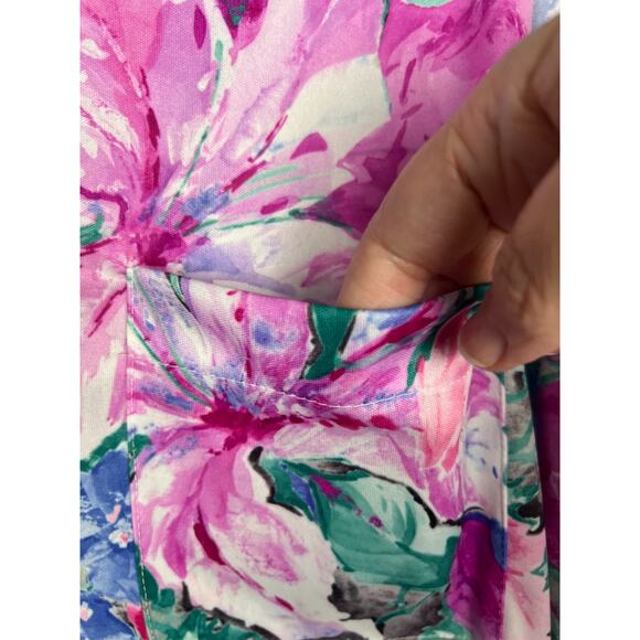 90s Village Flair Tropical Floral Drop Waist Nightgown House Dress Muu Muu XL - Picture 3 of 6